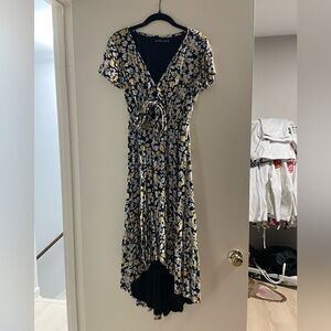 Abercrombie & Fitch Black Floral High-Low Tie-Front Dress